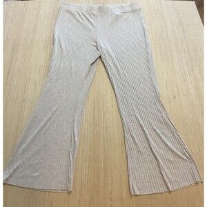 H&M Beige Flared Ribbed High Stretchy Waisted Pants XXL (2XL)